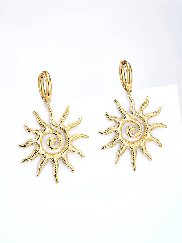 Boucles d'oreilles Soleil en acier inoxydable 124AQ368 pour la vente par BYREN | ÉLINE L'ATELIER