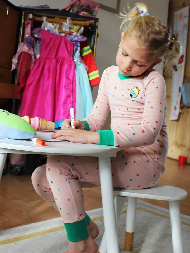 Children's Star Space Themed Pyjama Set - Blush Pink for wholesale by Moon Rascals