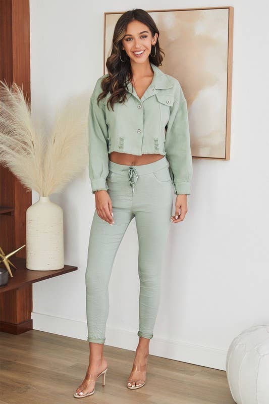 VENTI6 - Wholesale Athletic Sweatpants/Joggers - Women's - SOLID DRAWSTRING CRINKLE JOGGERS (6175-SOLID)11