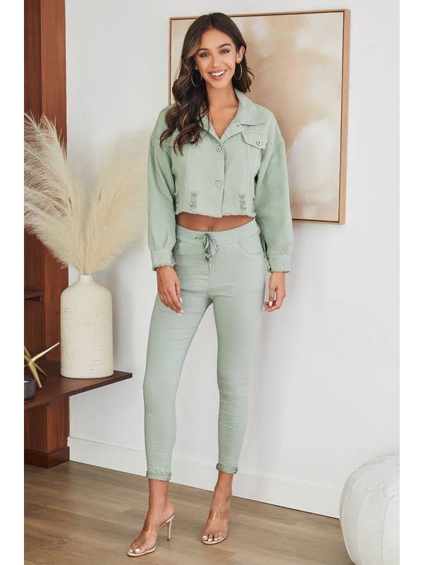 VENTI6 - Wholesale Athletic Sweatpants/Joggers - Women's - SOLID DRAWSTRING CRINKLE JOGGERS (6175-SOLID)11