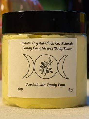 Candy Cane Body Butter for wholesale by Chaotic Crystal Chick Co.