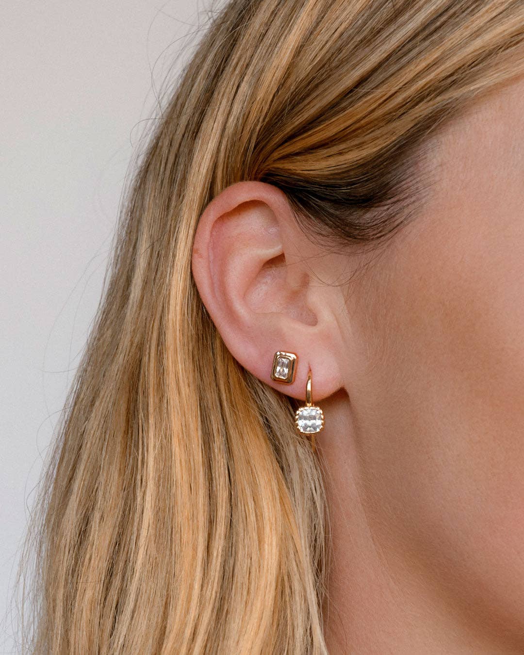 Luv AJ - Wholesale Stud/Post Earrings - The Emerald Bezel Studs (Gold Ships Mid January)4