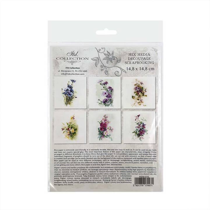 ITD Collection - Wholesale Craft supplies - RSM075 rice paper 6 different graphics 15x15 cm / 5.8x5.8 in1