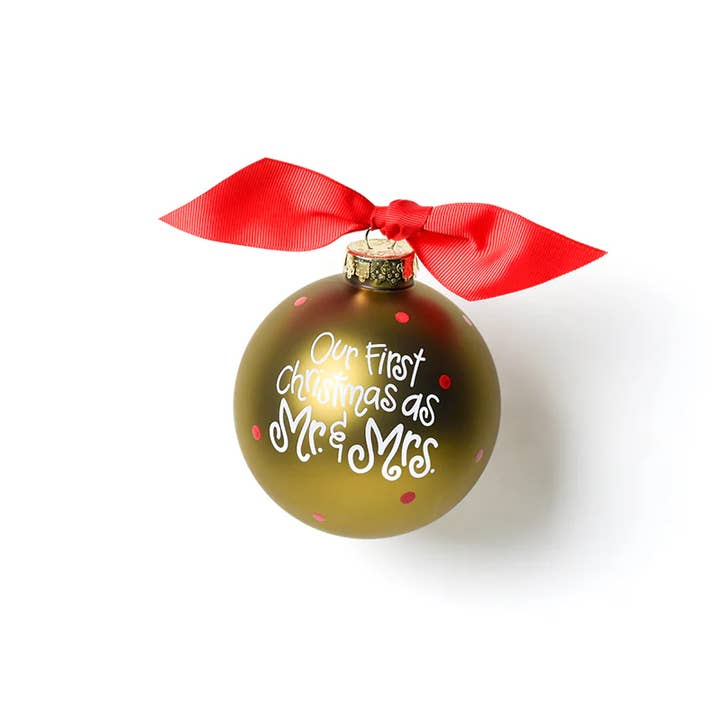 Coton Colors - Wholesale Ornament - Our First Christmas as Mr & Mrs Wedding Cake Glass Ornament2
