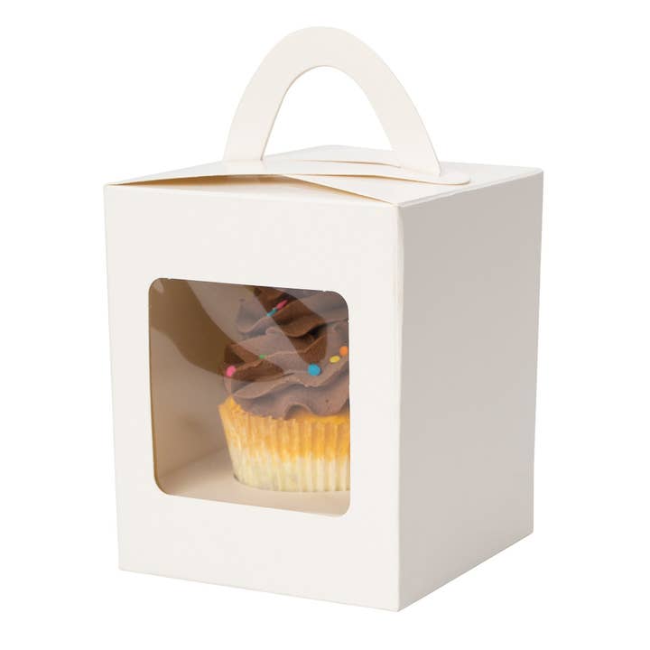 Individual Cupcake Box with Window - Pack of 12 - White for wholesale on Faire1