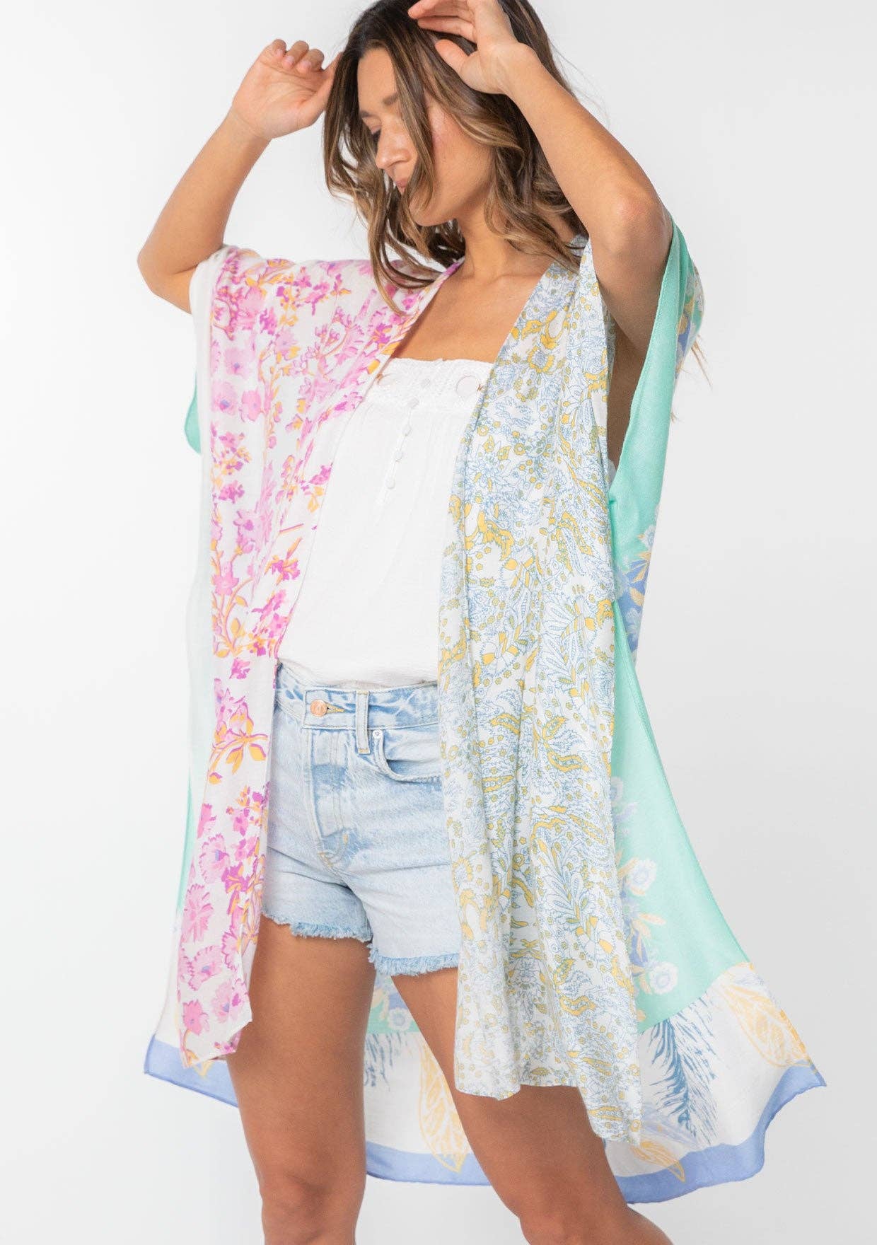 Lovestitch - Wholesale Kimono - Women's - Floral Multi Bohemian Open Front Kimono10