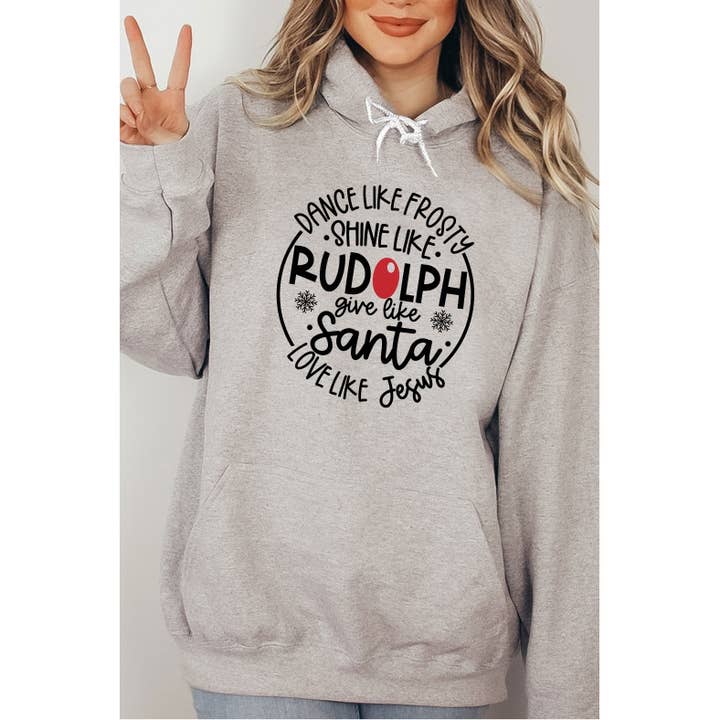 Felpa con cappuccio con grafica natalizia Dance like Frosty per la vendita all'ingrosso da parte di Kissed Apparel