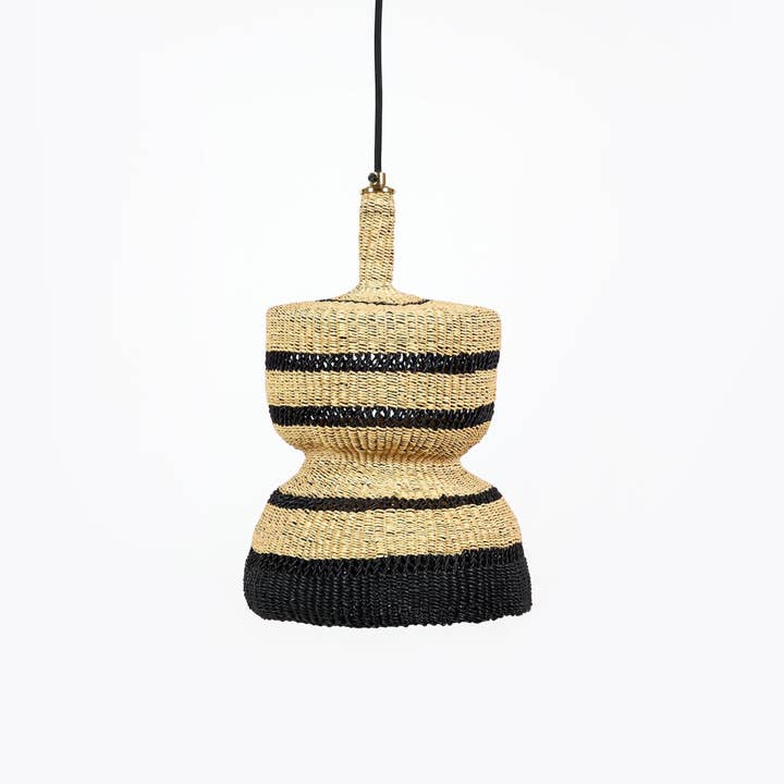 2-Tier L Pendant Lamp | Handwoven Straw Lighting for wholesale by GOLDEN EDITIONS