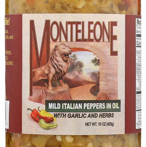 Monteleone Italian Peppers in Oil - Wholesale Pickled Vegetables - Mild Italian Peppers in Oil - 15 oz.0
