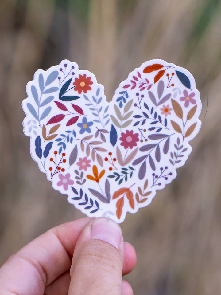 Botanischer Herzaufkleber für den Großhandel von Spunky Cat Co