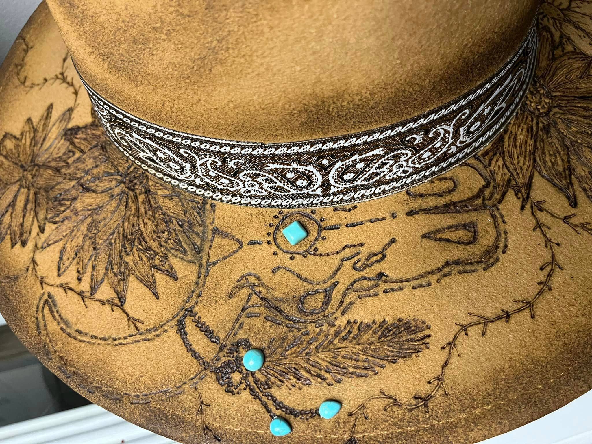 Feathered Gypsy Custom Hats and Boutique - Wholesale Cowboy Hat - Women's - Burned Rancher Hat  RODEO8