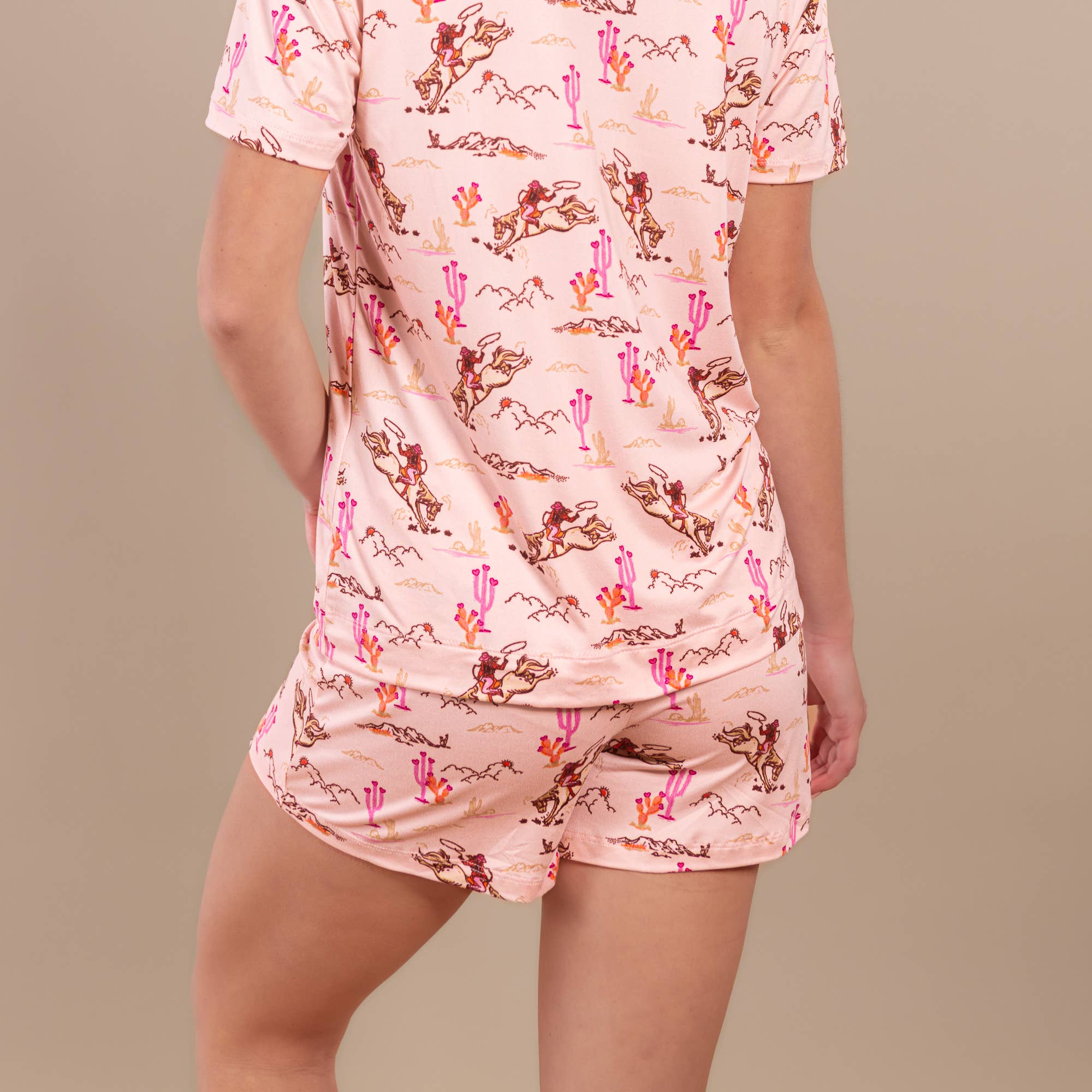Amanda Blu - Wholesale Sleepwear Bottom - Women's - Vintage Cowgirl Pajama Shorts | Retro Pink Western PJ Bottom2