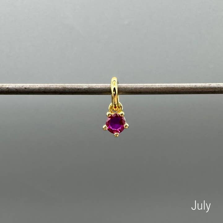 Something Silver - Vente Breloques/médailles personnalisées - Charms Mini Ronds en Or avec Pierre de Naissance6