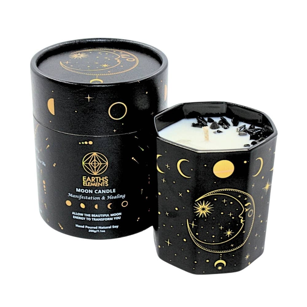 Earths Elements Wholesale - Wholesale Jar/Filled Candle - Crystal Candle, Moon Phase - pack of 63