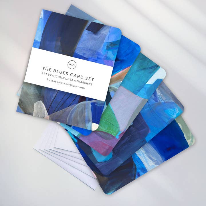 Painterly Blue Art Card Set – The Blues (5-Pack) for wholesale by Michele Renee Atelier