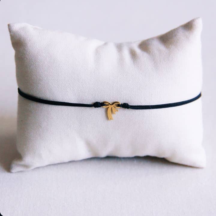 Bracelet en satin avec un mini nœud - noir pour la vente par Bazou