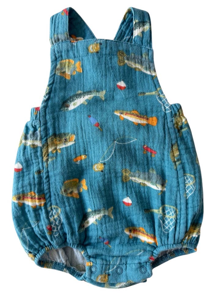 SpearmintLOVE - Wholesale Bodysuit (Non-Footed) - Baby - Muslin Retro Sunsuit, Gone Fishing