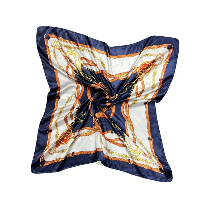 Lili Scarves – wholesale Scarf – Women's – Belted Chain Pattern Silk Touch Square Scarf6