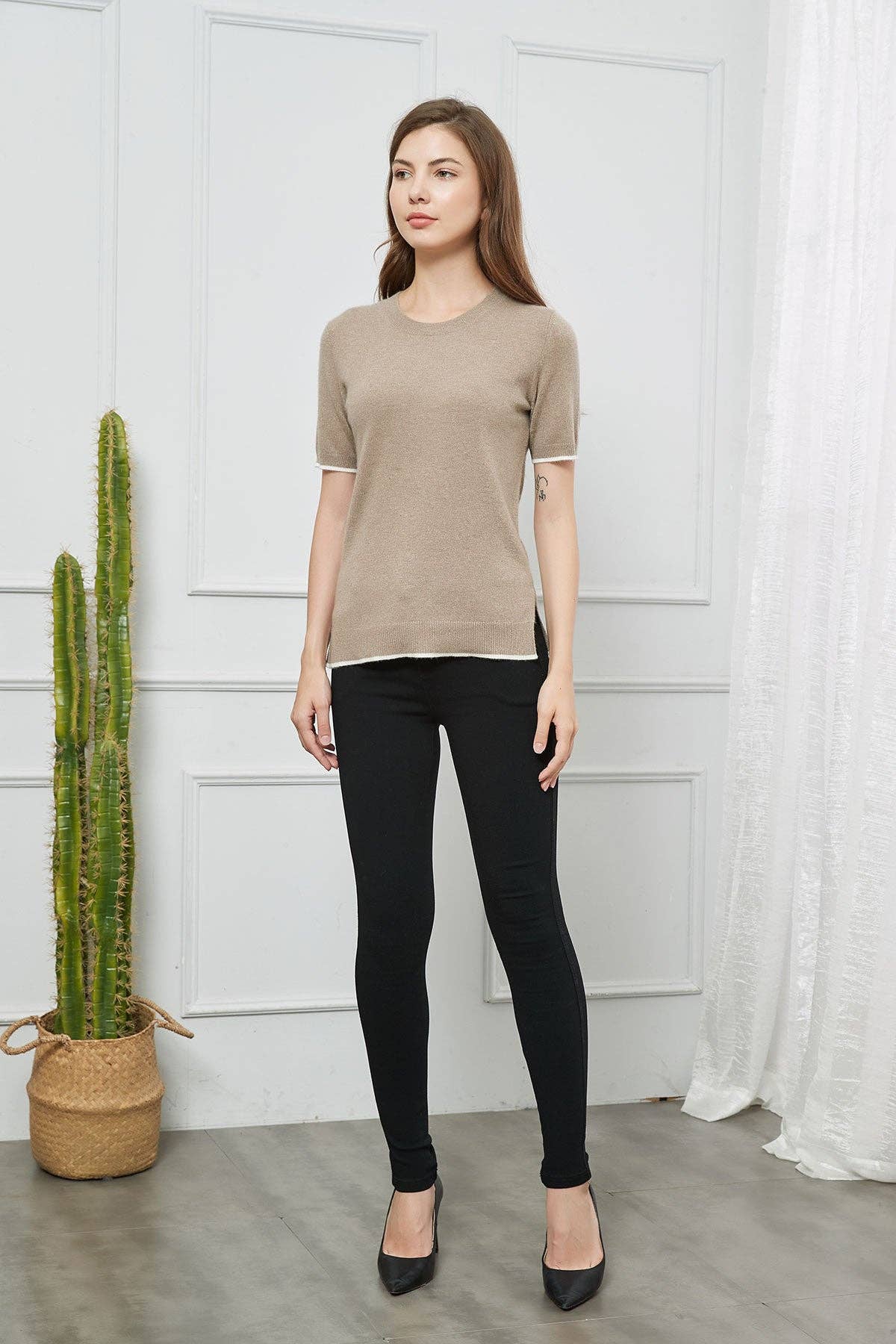 EWSCA – wholesale Knitted jumper – Women′s – Women's Baby Cashmere CrewNeck Tee Sweater2