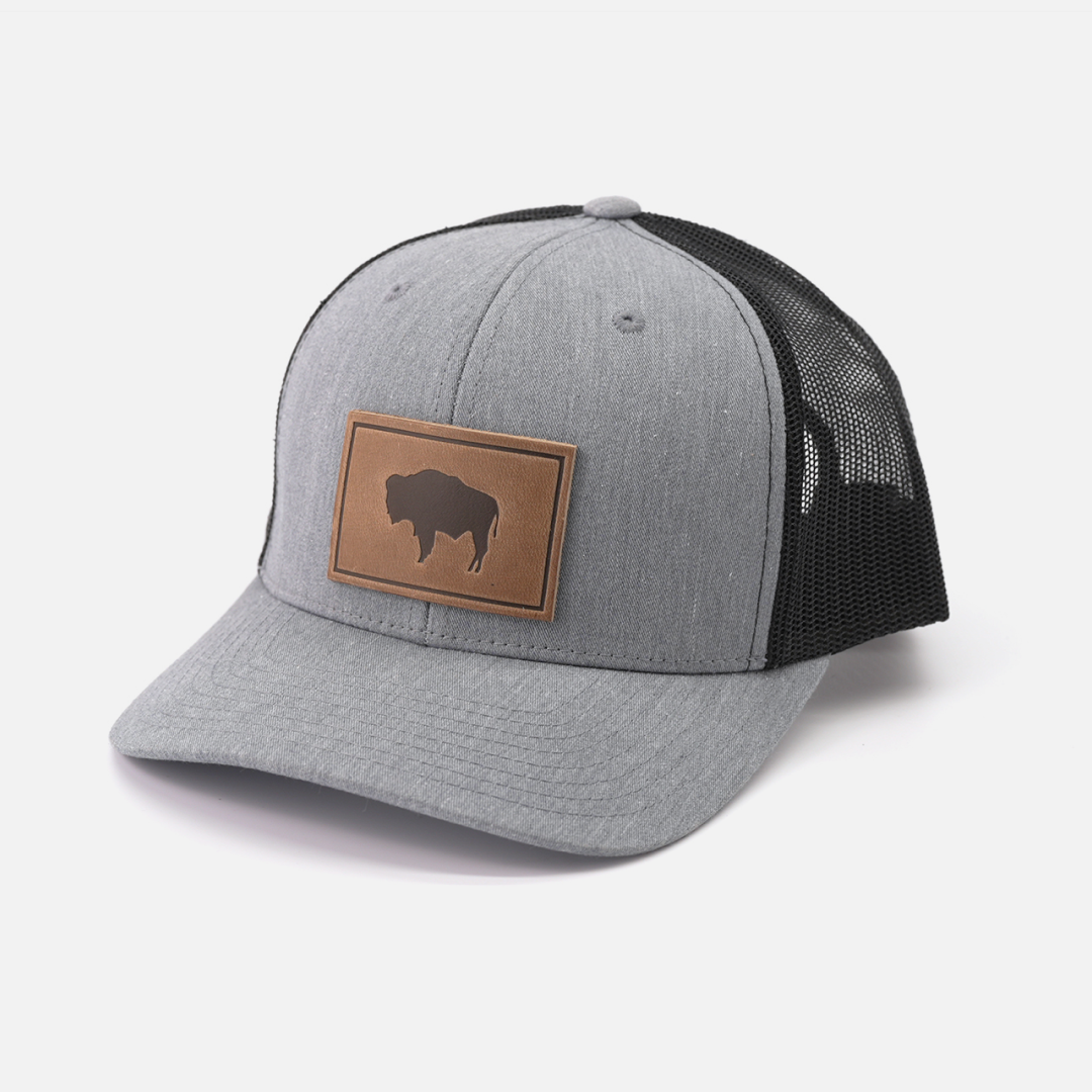 Range Leather Co. - Vente Casquette de camionneur – unisexe - Chapeau de buffle - Casquette de camionneur avec patch en cuir15