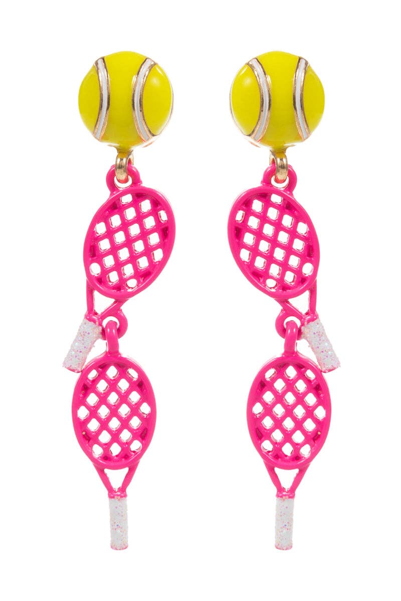Designature New York - Wholesale Dangle Earrings - Gameday Tennis Racquet Coated Enamel Post Earrings1
