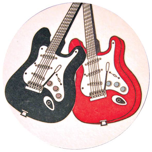 Coasters Red & Black Electric Guitar Mugmats for wholesale by THE MUSIC GIFTS COMPANY