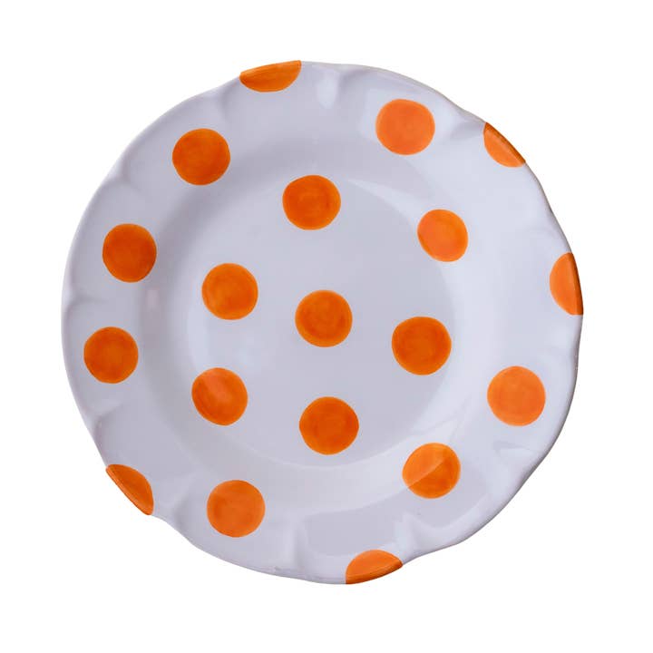 Venezia deep plate with orange dots for wholesale by SOLESINO