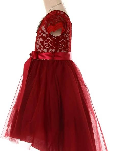 iGirlDress - Wholesale Dress - Kids - Cap Sleeve Floral Lace High Low Tulle Special Occasion Dress8