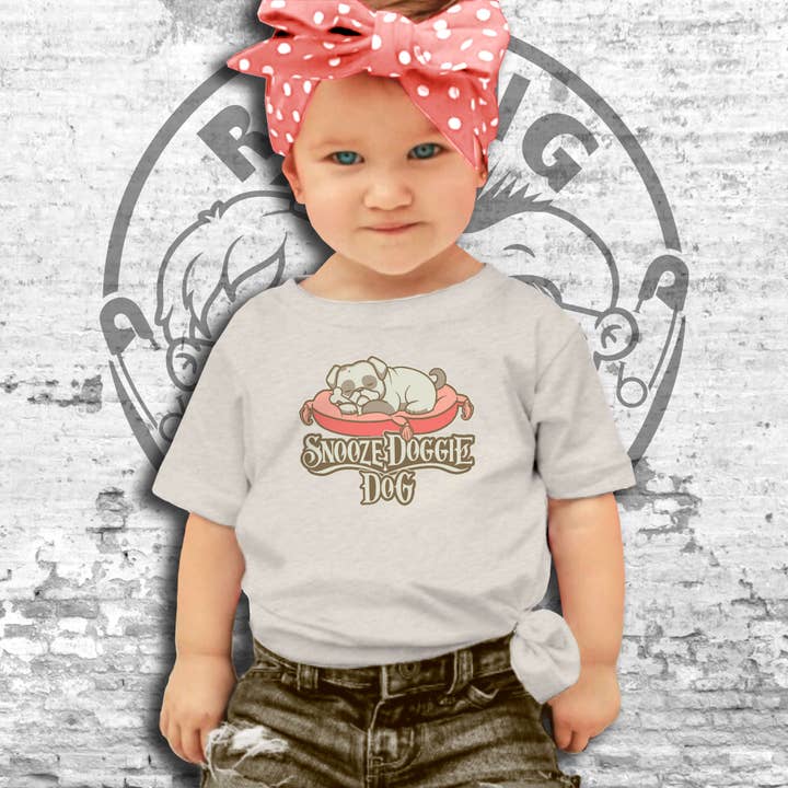 Snooze Doggie Dog Short Sleeve Toddler T-Shirt for wholesale by Raging Rascals