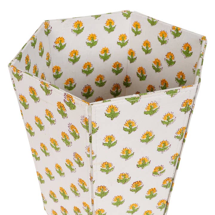 Love Calixta - Wholesale Rubbish can/Rubbish bin - Yellow Floral Paper Waste Bin0