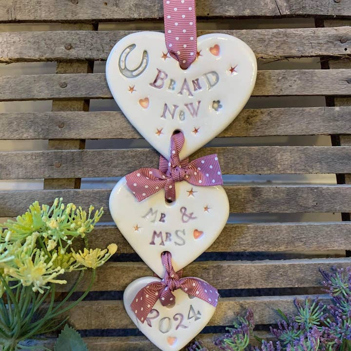 Handmade Ceramic - Brand New Mr & Mrs 2024 Vertical Mobile for wholesale by Jamali-Annay Designs