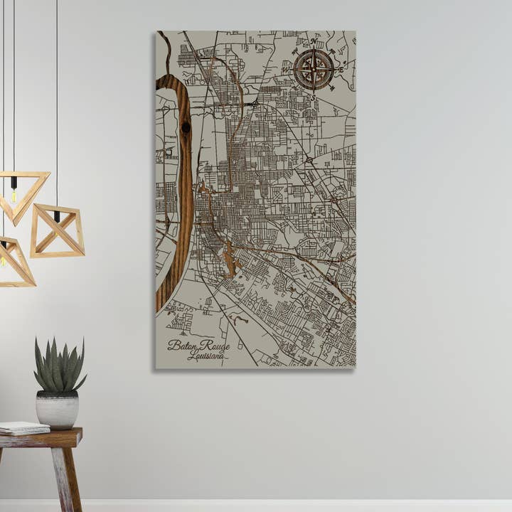 Louisiana: Baton Rouge Street Map for wholesale by Fire & Pine