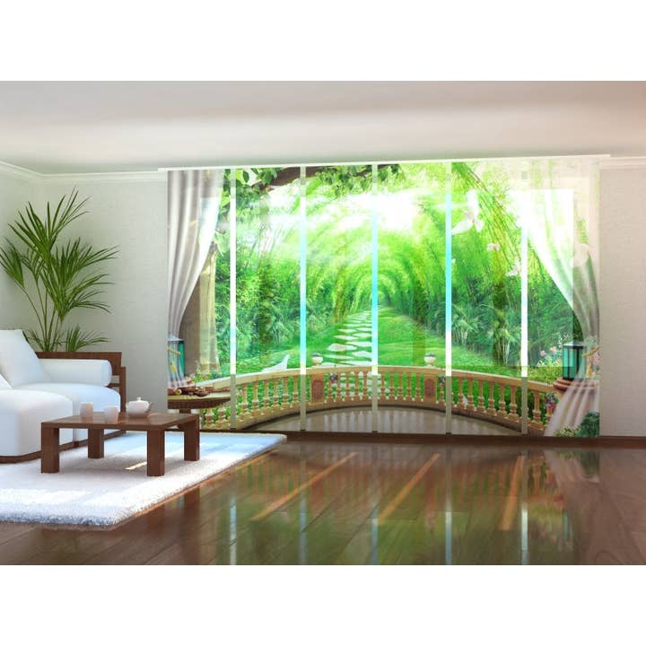 Lot de 6 rideaux Magnifica Terrazza et colombes blanches pour la vente par IlyDecor