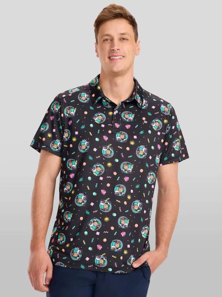 Tipsy Elves - Wholesale Polo - Men's - Cart Dog Golf Polo Shirt - Men's Funny Hot Dog Golf Apparel