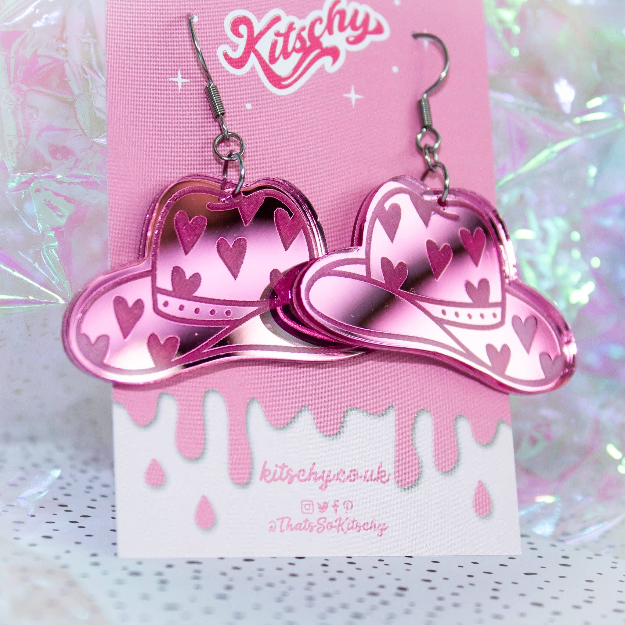Kitschy - Wholesale Dangle Earrings - Yee-Haw Cowboy Cowgirl Hat Earrings Laser Cut Acrylic3