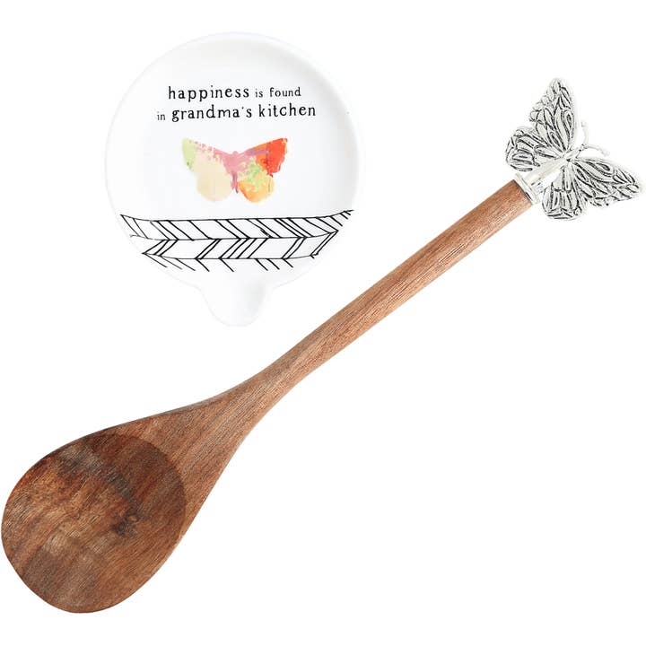 Pavilion - Wholesale Spoon Rest - Grandma - 4" Spoon Rest with Decorative Bamboo Spoon