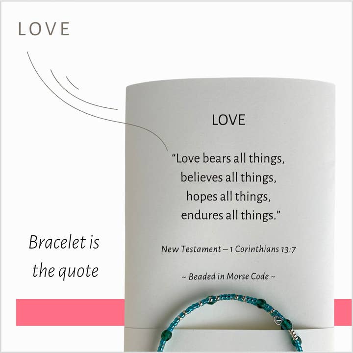 LIEFDE - Liefde verdraagt alles -
Spiritueel citaat in morsecode voor wholesale door Wear a Touch of Spirit