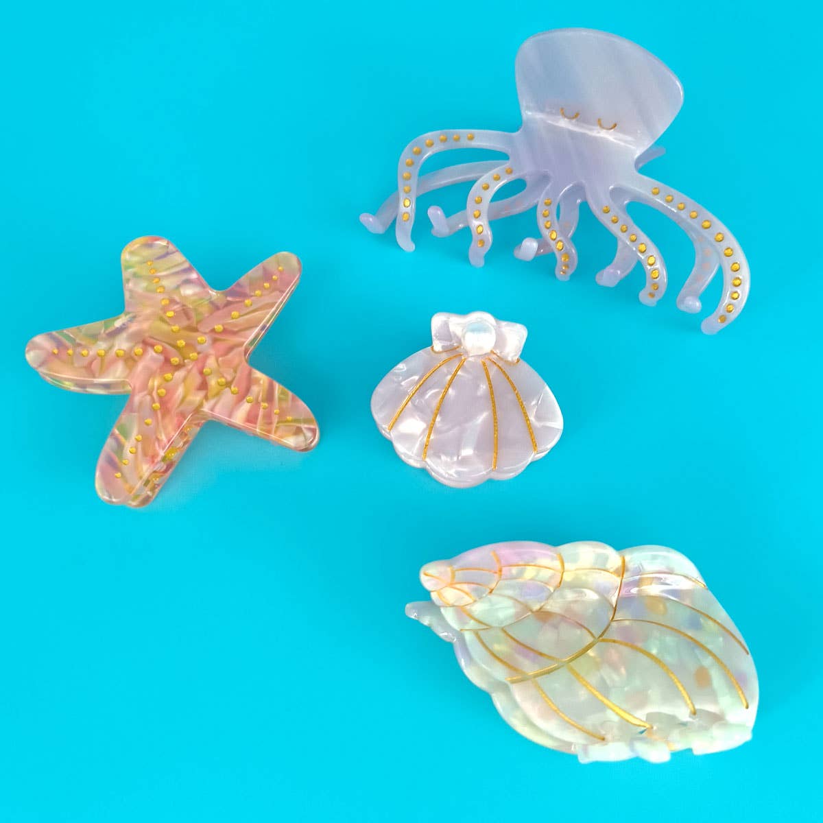 ACCITY - Wholesale Hair Clip - Women's - OCEAN BEACH FISH SEASHELL ACRYLIC HAIR CLAW CLIPS _CWAHA055214
