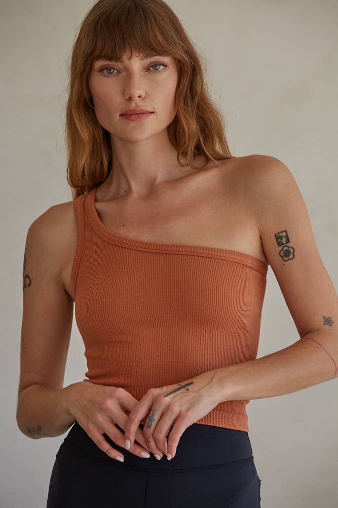 By Together - Wholesale Knit Top - Women's - S1093N | High Quality Seamless One Shoulder Ribbed Top13