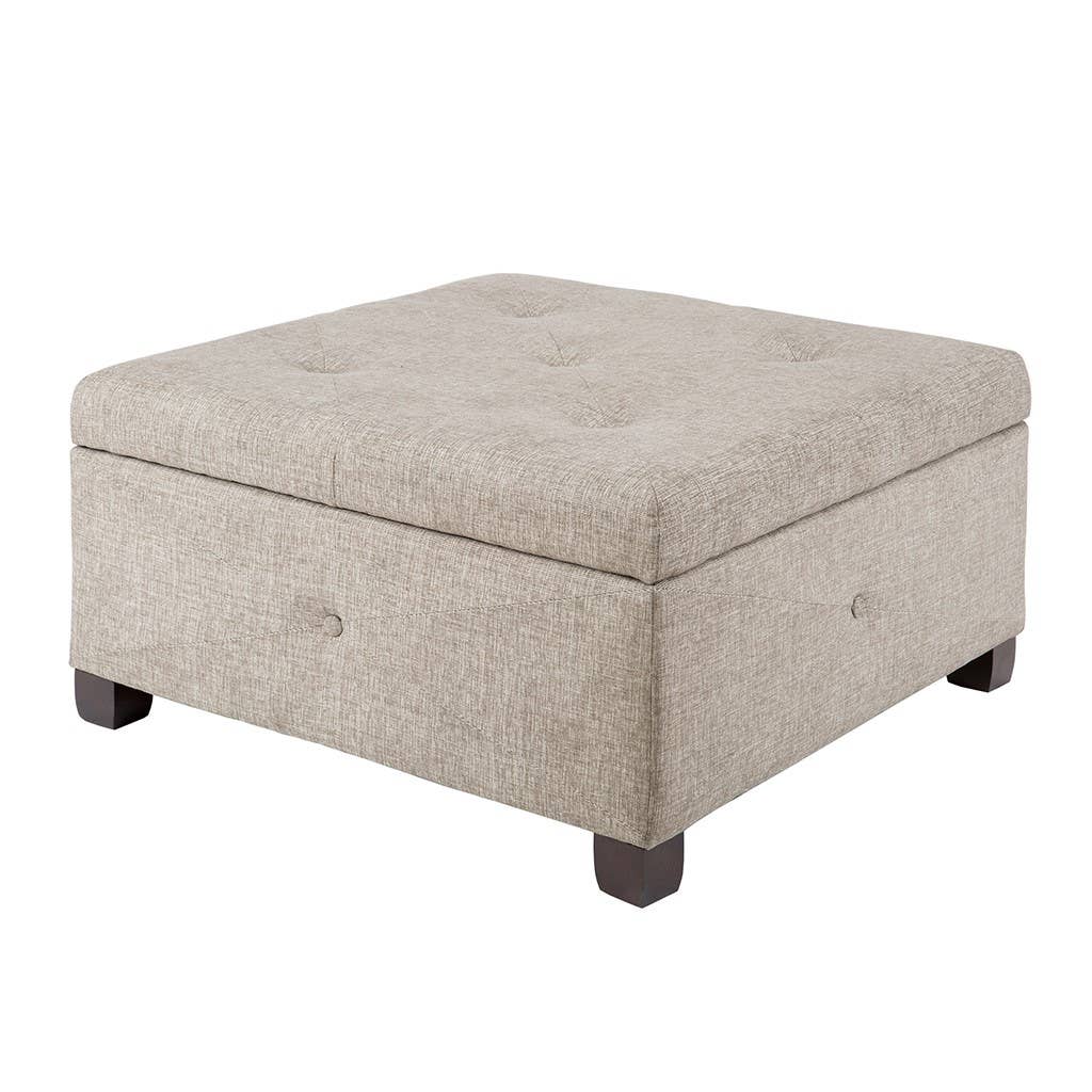 Olliix - Wholesale Ottoman - Storage Ottoman Button Tufted Square Accent Stool, Taupe4