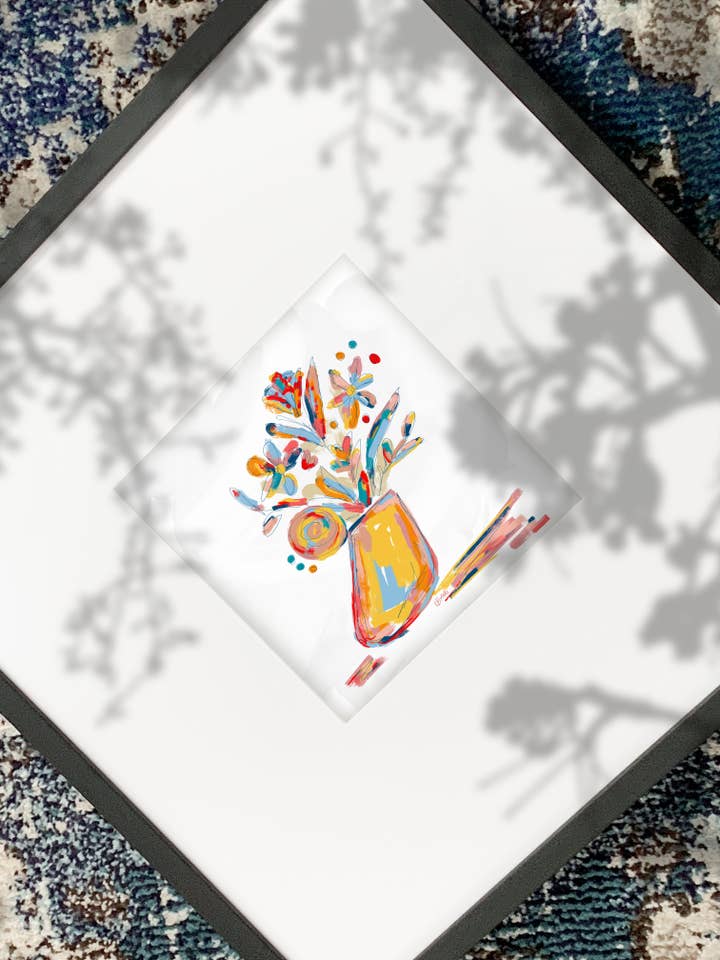 Modern Colorful Flowers in Vase | Matte Art Print for wholesale by Beki Marquardt