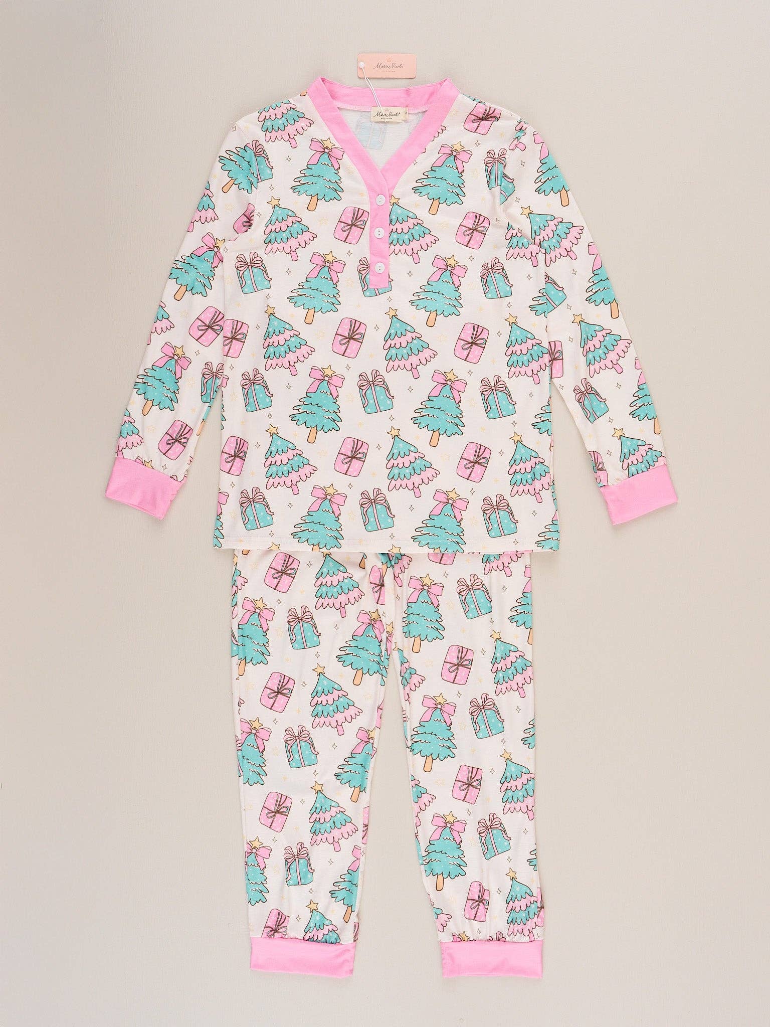 Marie Nicole Clothing - Wholesale Sleepwear Set - Kids - Mom & Me Frosty Tree Gift Pajamas0