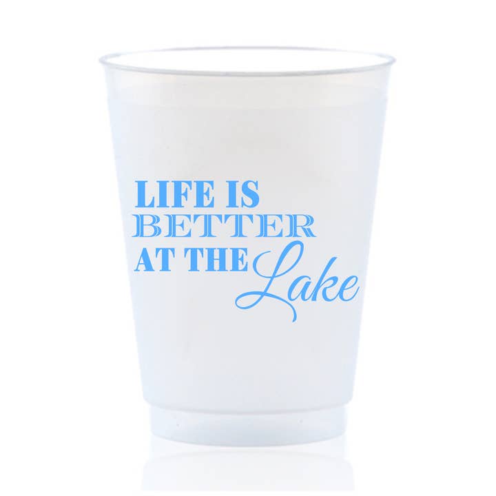 Life Is Better At The Lake 16oz Frosted Drinking Cups, Pack of 6 for wholesale by Sunshine Daisy LLC
