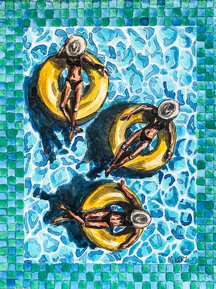 Cowgirl Pool Party for wholesale by Makenzie Kurz Art