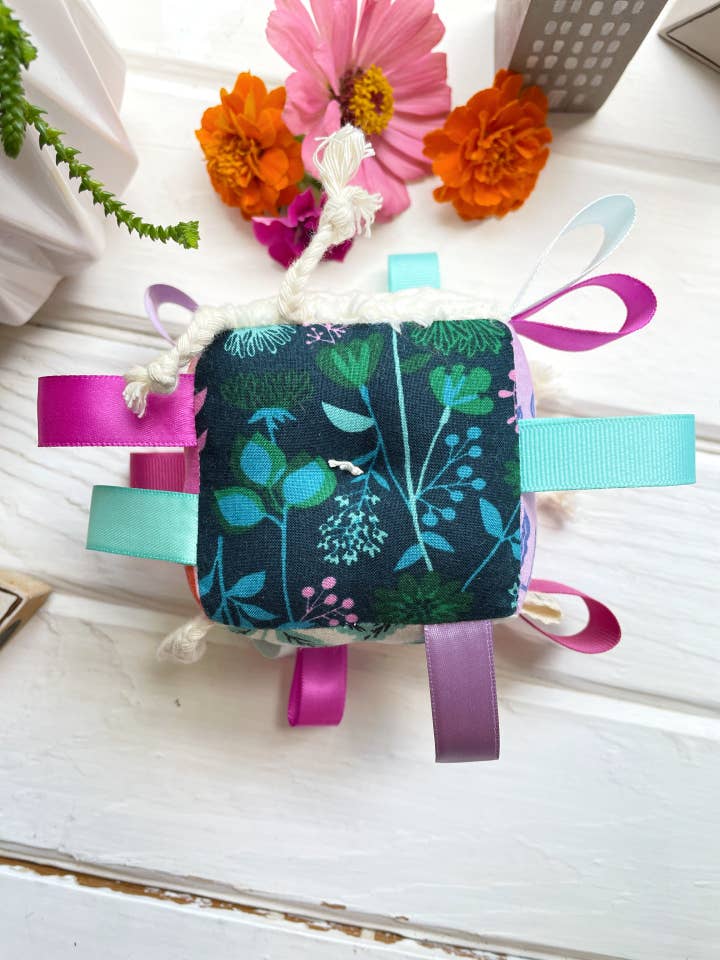 Flutter Baby Block, Sensory Rattle Tag Toy Navy Pink Tomato for wholesale by The Bird & Elephant