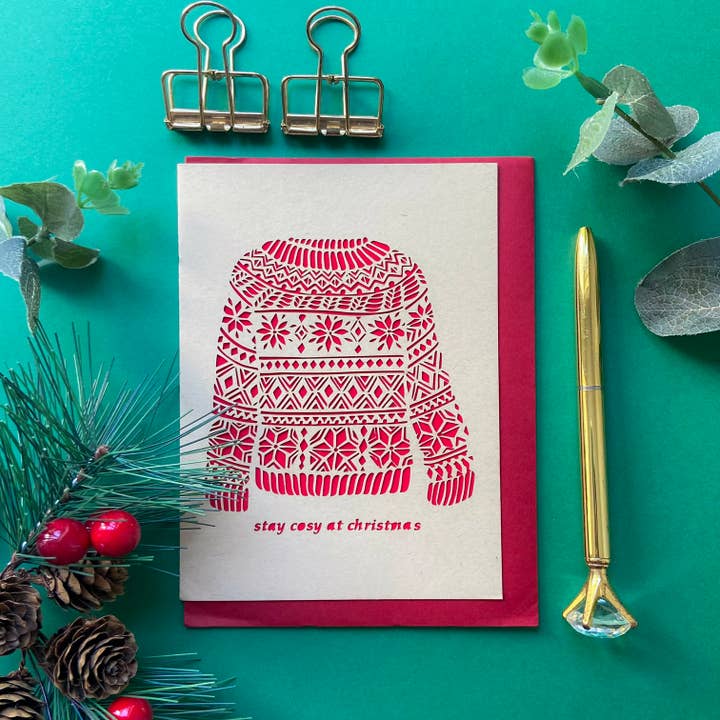 Christmas jumper card, Merry Christmas card for wholesale by Chow's Stories