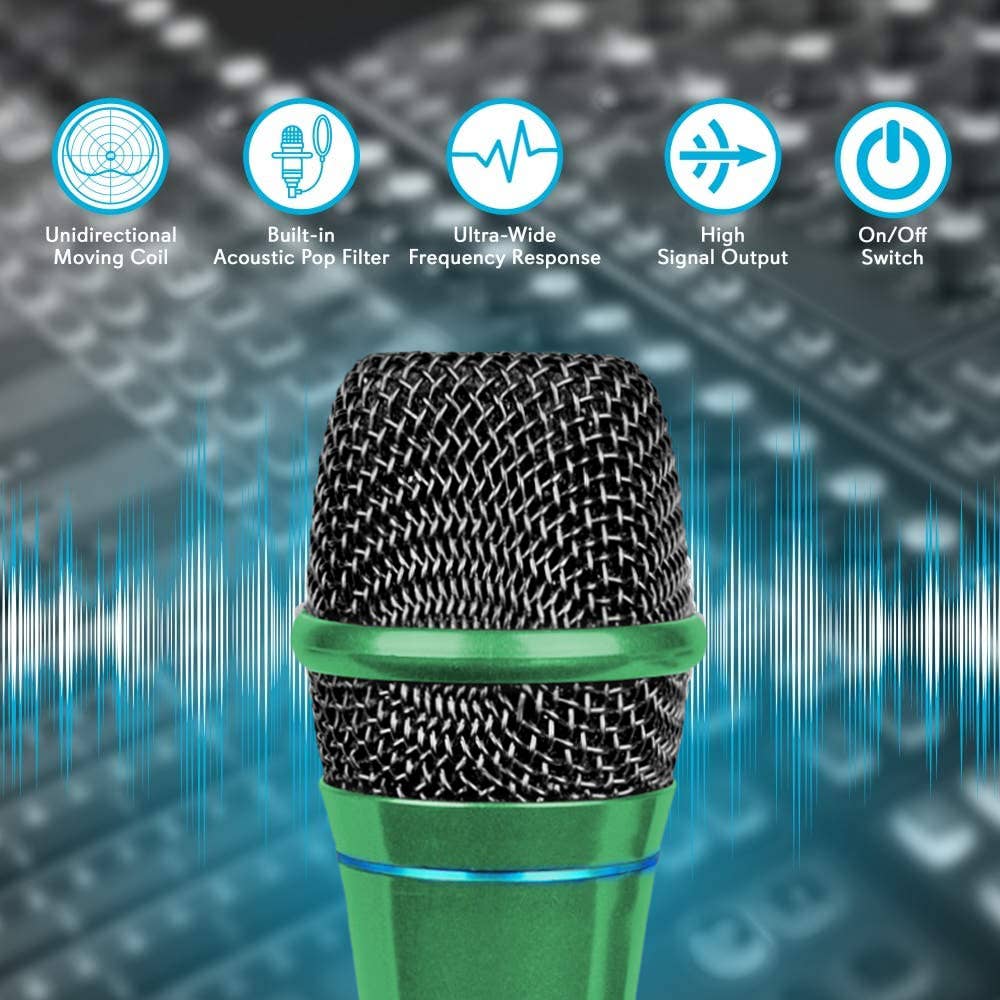 Technical Pro - Wholesale Musical Instrument - Portable Microphone w/ Digital Processing & Green Wired Mic3