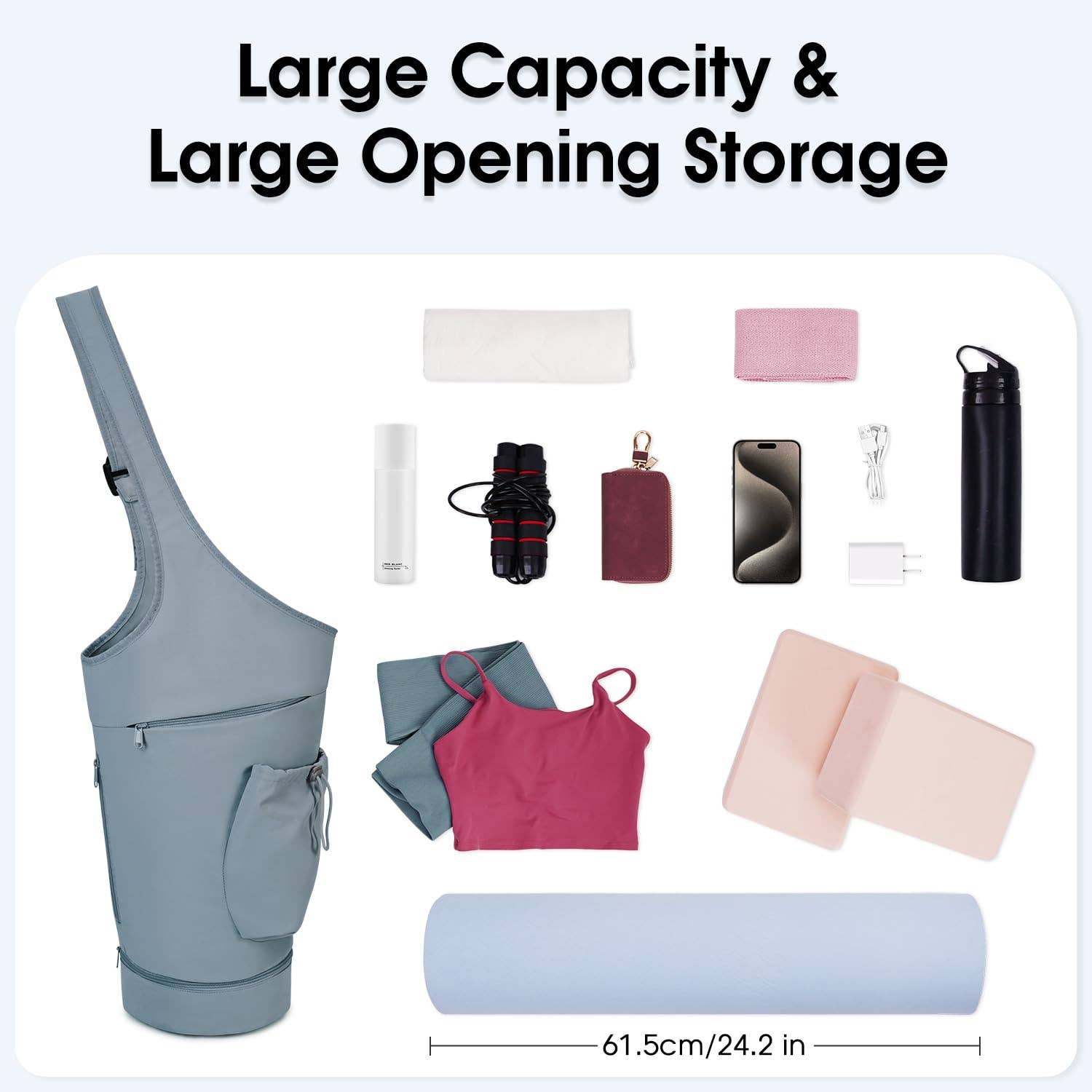 wandf - Wholesale Yoga Bag - Yoga Mat Bag Large Opening Long Tote Yoga Mat Carrier Holder11