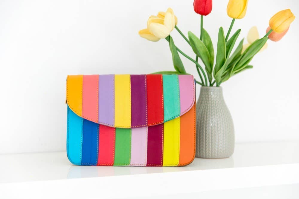 Miss Milly Limited – wholesale Axelremsväska – Dam – Aditi Randig Återvunnen Läderhandväska3