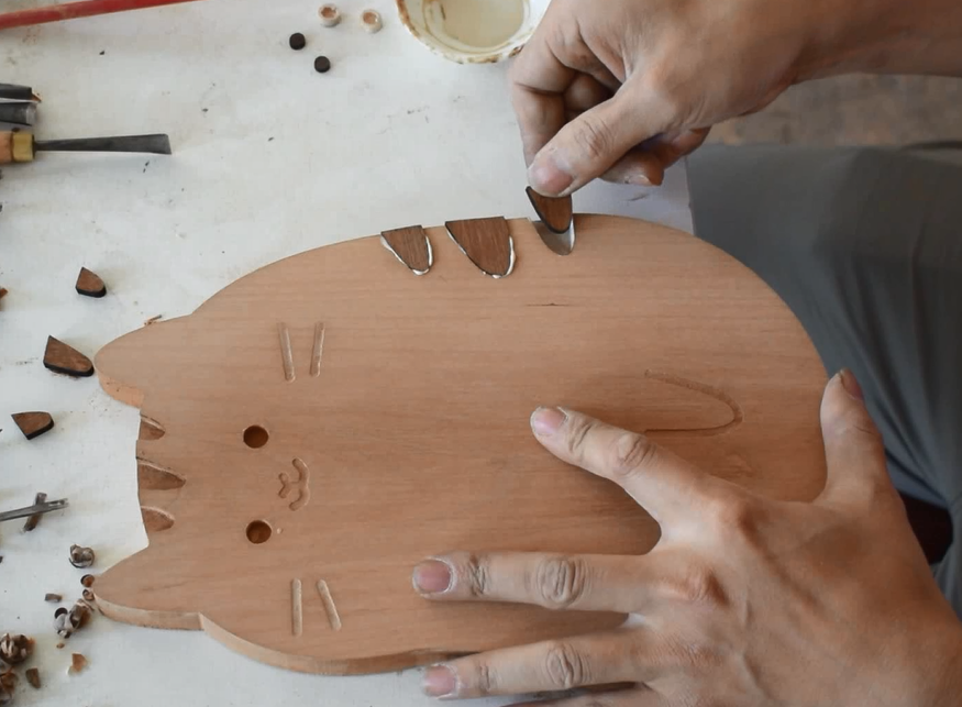 Senser Woodcraft – wholesale Decorative plate/dish/bowl – Hand Carved Serving Board - Cute cat /Handmade8